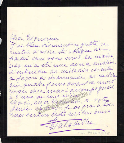 Paladilhe, Emile - Autograph Letter Signed by His Wife