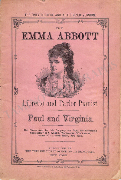 Abbott, Emma - Program Libretto 1870s