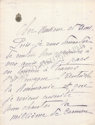 Calve, Emma - Autograph Manuscripts (Various Options)