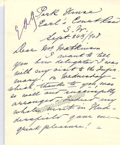 Autograph Letter Signed (1908) & Photo
