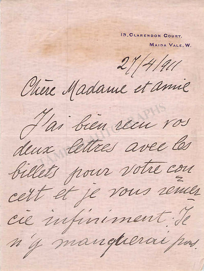 Caruso, Enrico - Autograph Letter Signed 1911