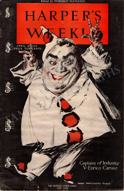 Caruso, Enrico - Harper's Weekly Front Cover Caricature 1914