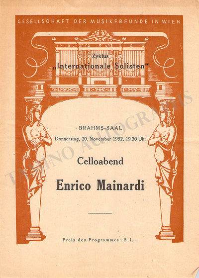 Mainardi, Enrico - Set of 6 Concert Programs Vienna 1949-1959