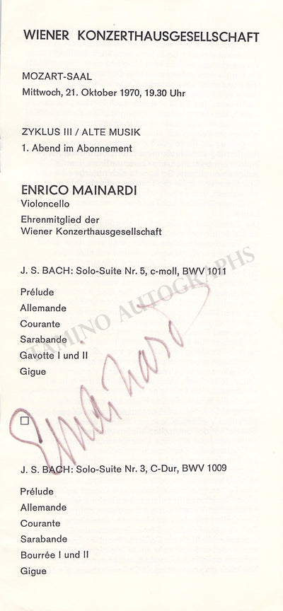 Mainardi, Enrico - Signed Program Vienna 1970
