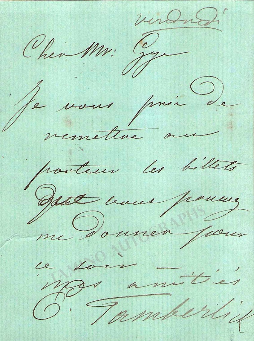 Enrico Tamberlik Autograph Manuscripts Various Options Tamino