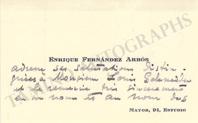 Fernandez Arbos, Enrique - Autograph Visiting Card