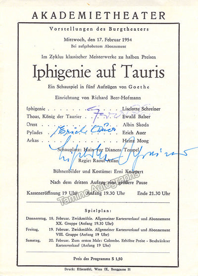 German Actors and Actresses - Signed Programs Lot