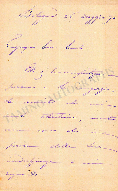 Borghi Mamo, Erminia - Autograph Letter Signed 1890
