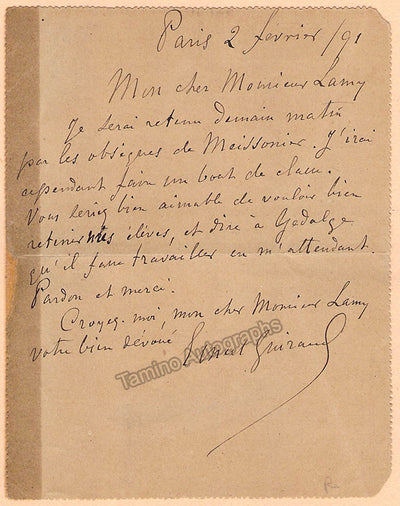 Giraud, Ernest - Autograph Note Signed 1891