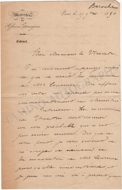 Baroche, Ernest & Pierre Jules - Set of 3 Autograph Letters Signed