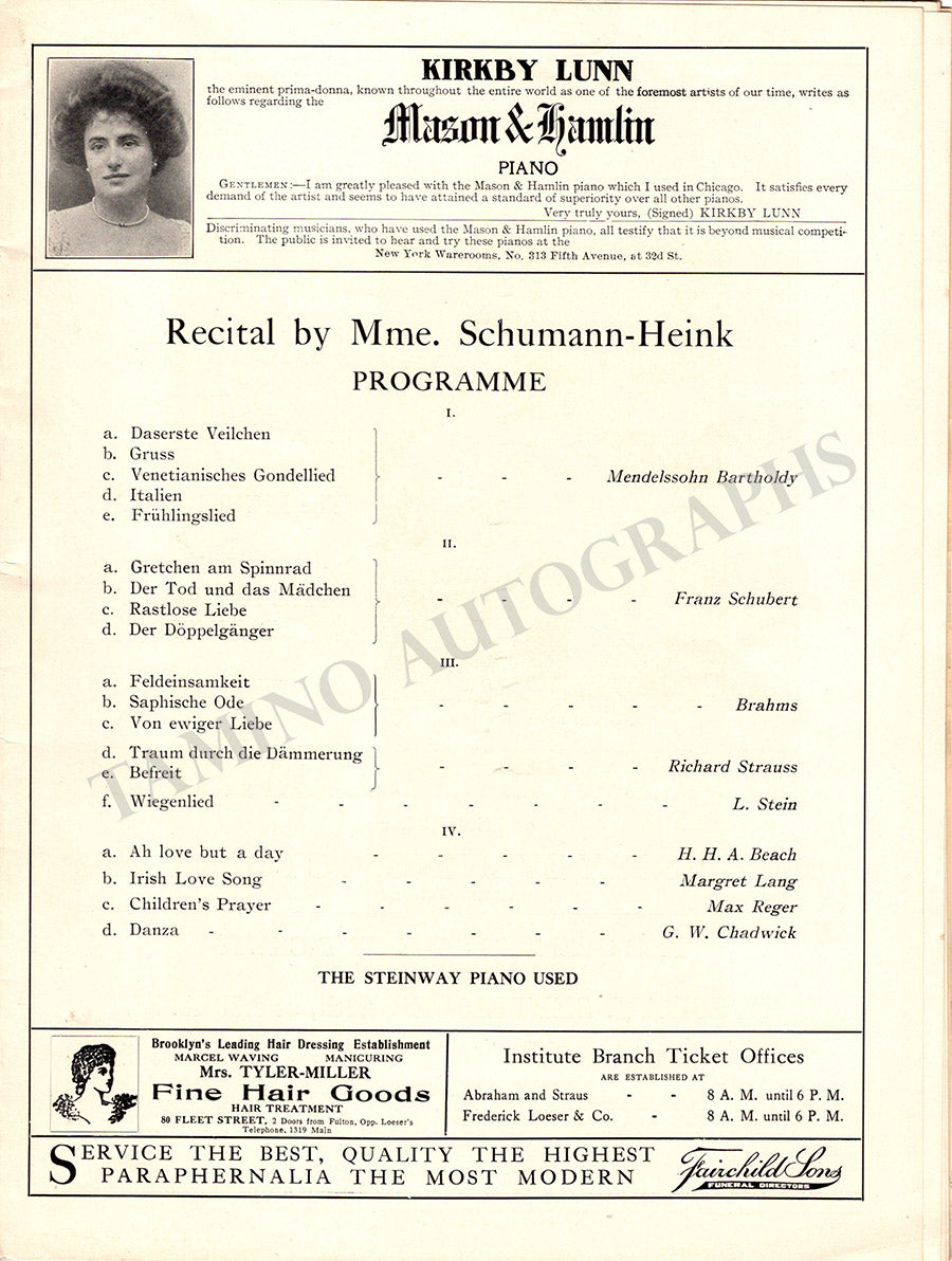 Opera Singers Lot of 15 Unsigned Programs Recital – Tamino