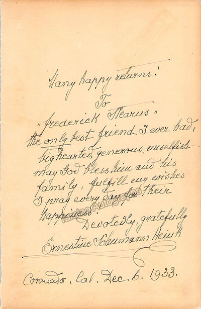 Schumann-Heink, Ernestine - Autograph Manuscripts (Various Options)
