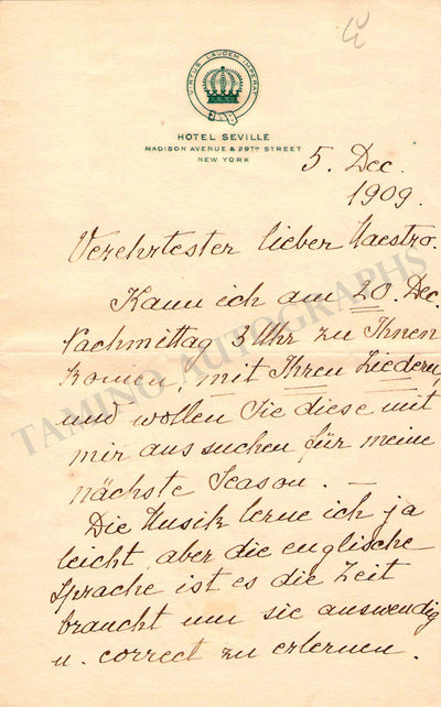 Autograph Letter Signed (1909)