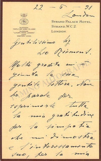 Badini, Ernesto - Autograph Letter Signed