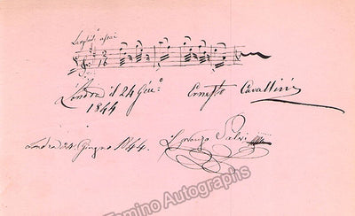 Salvi, Lorenzo - Cavallini, Ernesto - Double Signed Album Page with Musical Quote