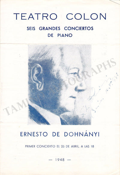 Dohnanyi, Ersnt von - Signed Brochure Buenos Aires 1948