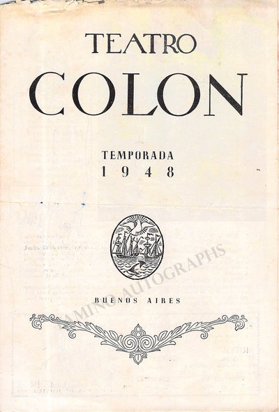 Valasek, Erno - Signed Concert Program Teatro Colon Buenos Aires 1948