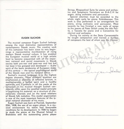 Suchon, Eugen - Signed Booklet
