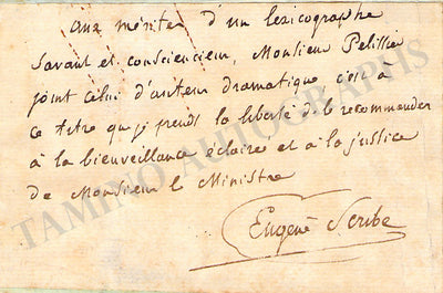Scribe, Eugene - Autograph Note Signed (No Date)