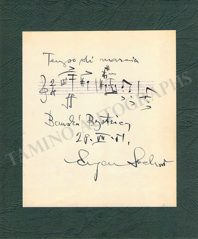 Suchon, Eugen - Autograph Music Quote Signed 1851