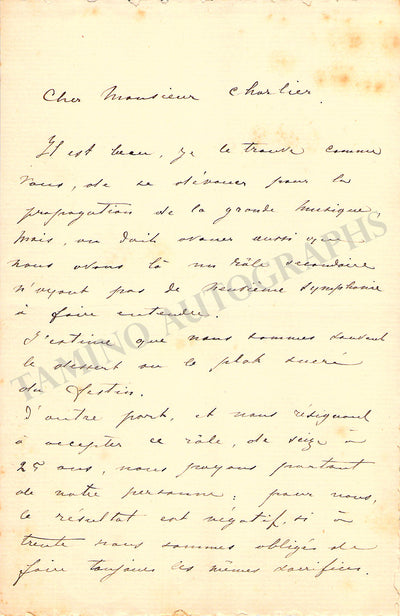 Ysaye, Eugene - Autograph Letter Signed