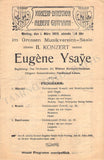 Ysaye, Eugene - Concert Program Vienna 1909