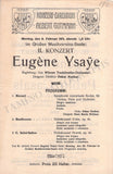 Ysaye, Eugene - Set of 8 Concert Programs Vienna 1902-1911