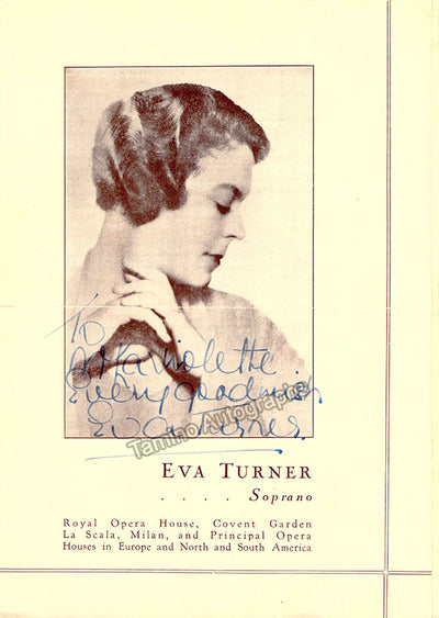 Turner, Eva - Signed Brochure
