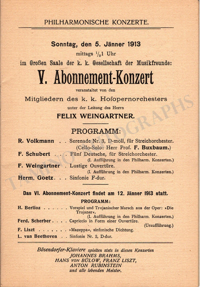 Buxbaum, Friedrich - Concert Program Vienna 1913