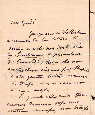 Campana, Fabio - Autograph Letter Signed 1873