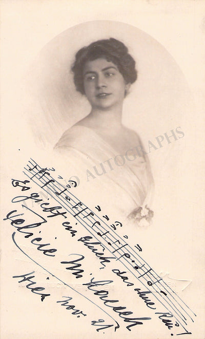 Huni-Mihacsek, Felicie - Signed Photograph + Musical Quote