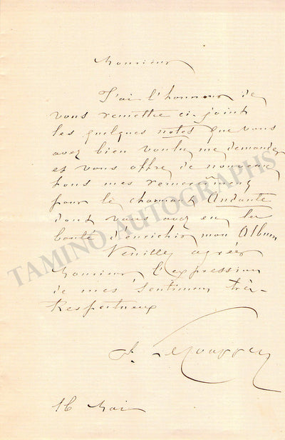 Le Couppey, Felix - Set of 4 Autograph Letters Signed