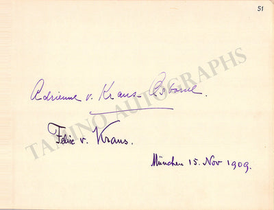 Von Kraus-Osborne, Adrienne - Von Kraus, Felix - Double Signed Album Page 1909