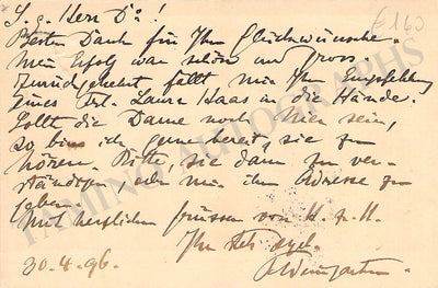 Weingartner, Felix - Autograph Note Signed 1896