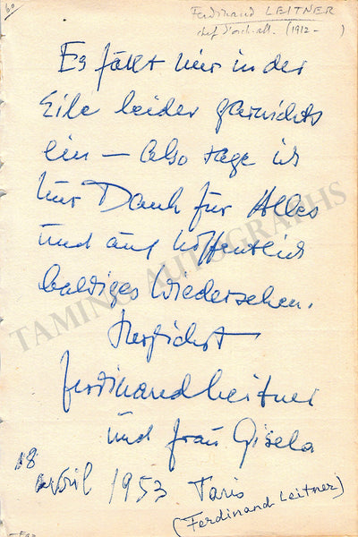 Autograph Note Signed (1953)