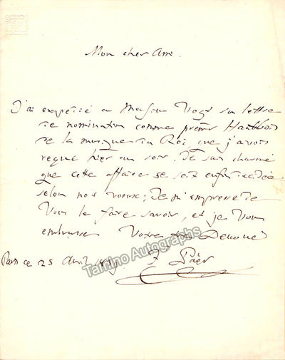 Paer, Ferdinand - Autograph Letter Signed 1839