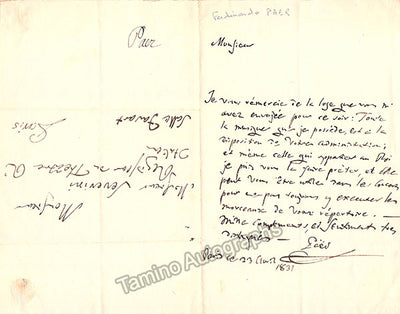 Paer, Ferdinand - Autograph Letter Signed 1831