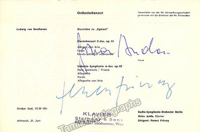 Fricsay, Ferenc - Anda, Geza - Double Signed Concert Program Berlin Radio Symphony in Vienna