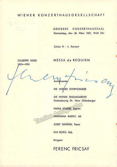 Fricsay, Ferenc - Signed Program Vienna 1957