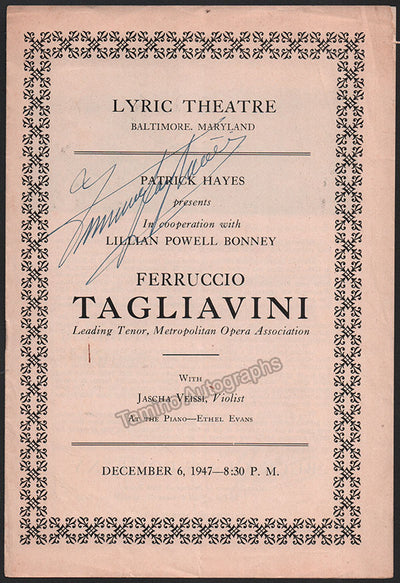 Tagliavini, Ferruccio - Signed Program Baltimore 1945