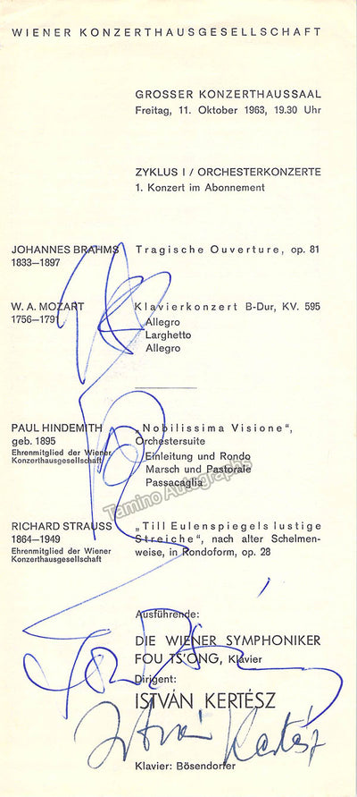 Ts'ong, Fou - Kertesz, Istvan - Signed Playbill Vienna 1963