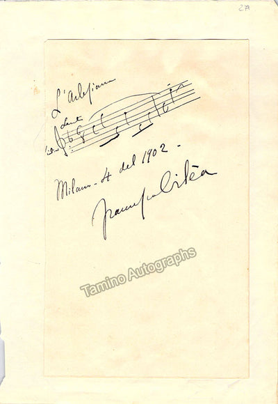 Cilea, Francesco - Autograph Music Quote Signed 1902