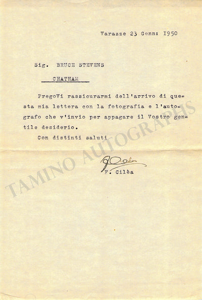 Cilea, Francesco - Typed Note Signed 1950