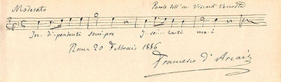 D'Arcais, Francesco - Autograph Music Quote Signed 1886