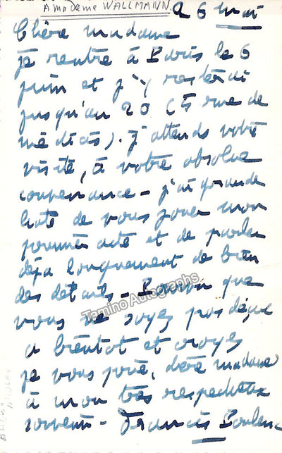 Poulenc, Francis - Autograph Letter Signed