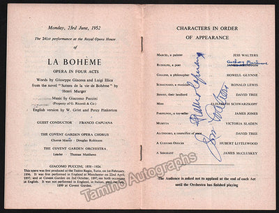 Capuana, Franco - Walters, Jess - Signed Program La Boheme 1952 ROH