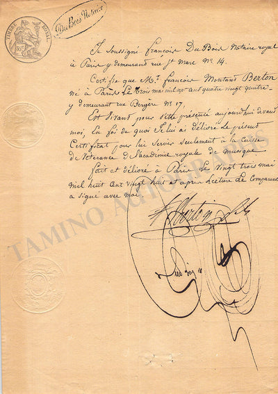 Berton, Francois - Set of 2 Signed Documents