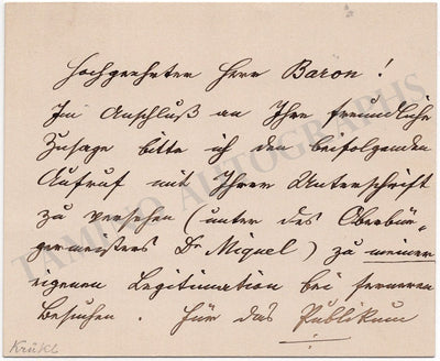 Krukl, Franz - Autograph Note Signed on Card