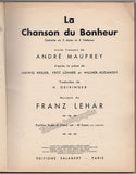 Lehar, Franz - Signed Score La Chanson du Bonheur