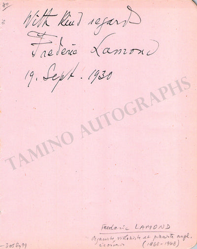 Lamond, Frederic - Signed Album Page 1930